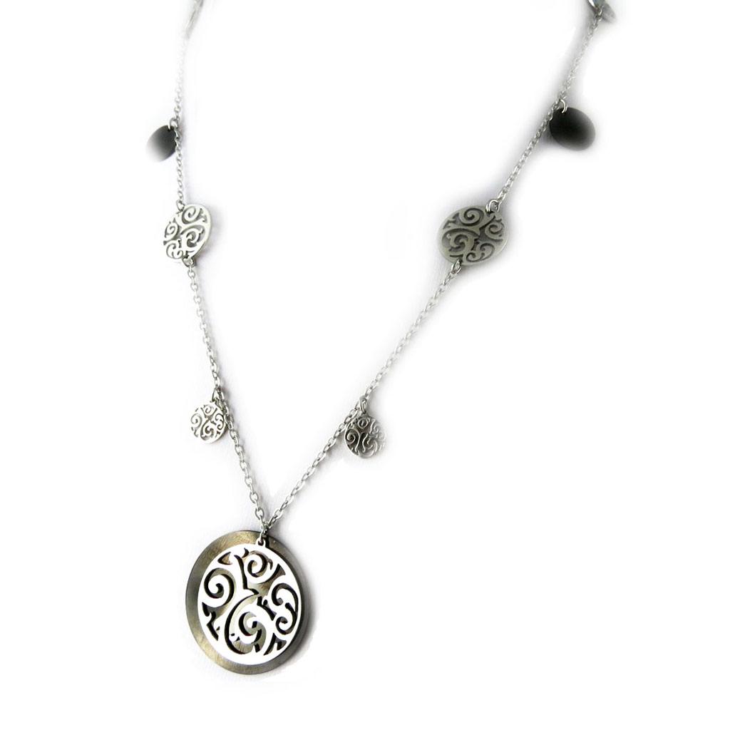 Altesse [L0372] - Black 'Choreography' Steel Necklace