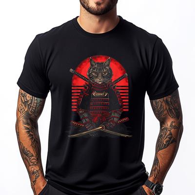 Cat Samurai Ninja Cat Samurai Art Ukiyo E Graphic T Shirts Streetwear Easter Sunday Men Clothes Tee Shirt Men Mothers Day