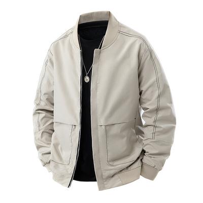 Nouveau Veste Baseball Homme Printemps Couleur Unie Décontracté Simple Col Montant Fermeture Éclair Cardigan Hauts Pour Homme