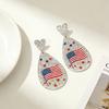 American USA Flag Earrings for Women Patriotic Red White Blue Cubic Zircon Dangle Drop Earrings, 4th of July Independence Day