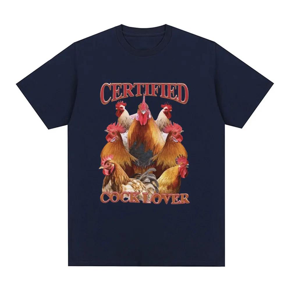 Certified Cock Lovers T-shirt Funny Chicken Meme T-shirt Women's Casual Short Sleeved Oversized T-shirt Street Clothing