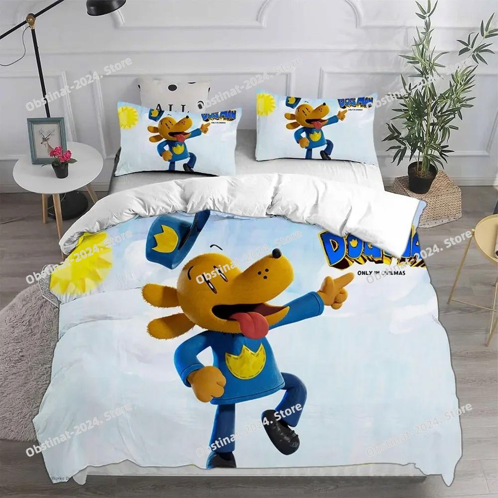 Dog Man Comforter Pillow Case Bedding Set Printed Bed Set Duvet Cover Sheet Pillowcase Bed Soft Quilt Cover Full Queen King Size