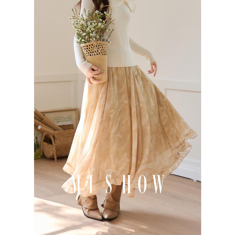 MISHOW Women s Floral Printed Chiffon A-Line Maxi Skirt M