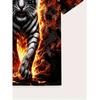 Men's Fire Tiger 3D Printed T-Shirt Casual Short Sleeve Crewneck Top Cool Flame White Tiger Graphic Tee Hip Hop Style Dark Streetwear Fashion Apparel
