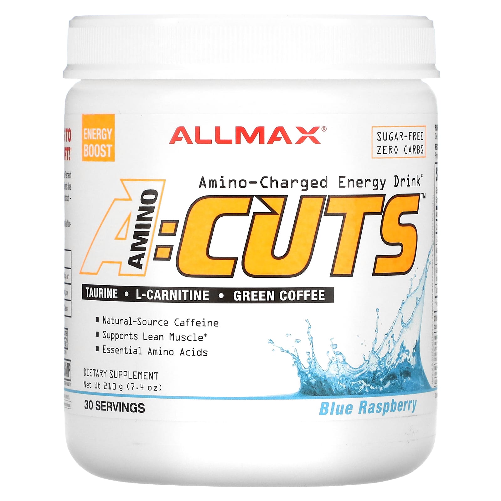 

ALLMAX, ACUTS, Amino Charged Energy Drink, Blue Raspberry, 7.4 oz (210 g)