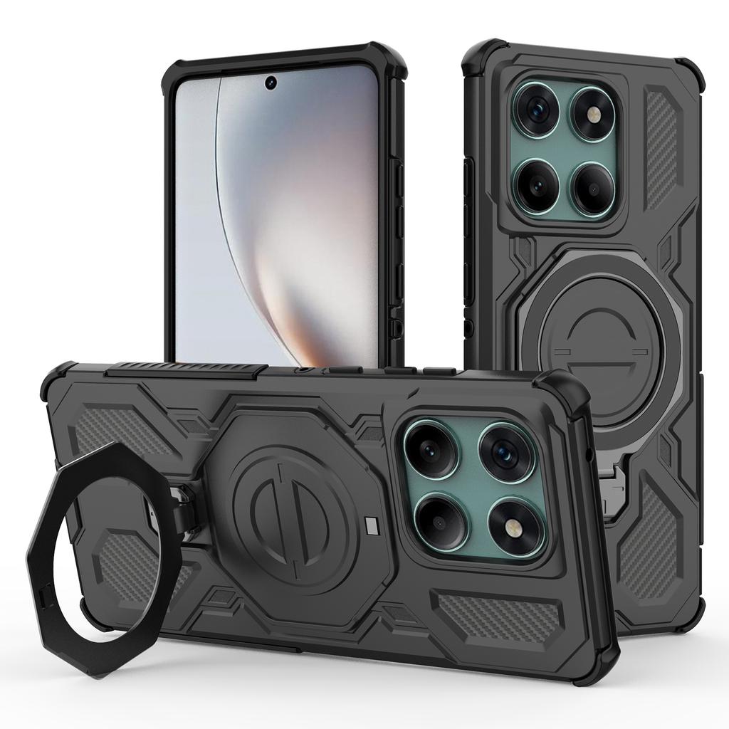 For Motorola Edge 60 Fusion 5G Magnetic Case Rotating Metal Kickstand PC+TPU Phone Back Cover