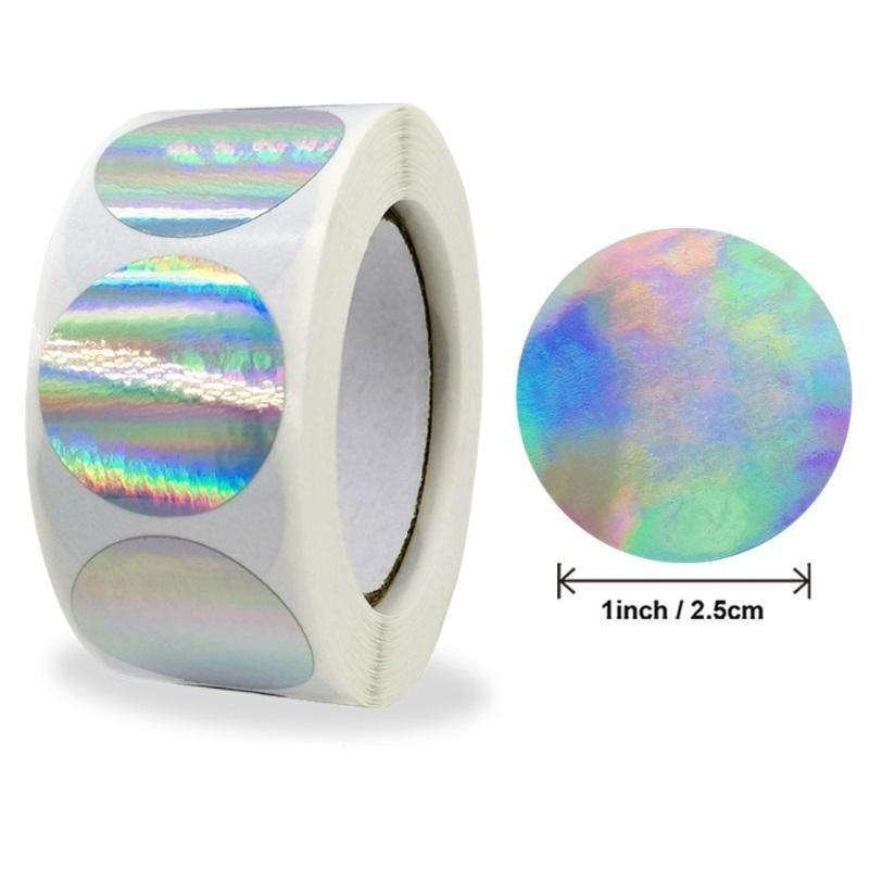 500pcs/roll Cute Cartoon Laser Hologram Sticker Aesthetic Heart-shaped Circular Scrapbook Notebook Computer Phone Car Fun Sticker