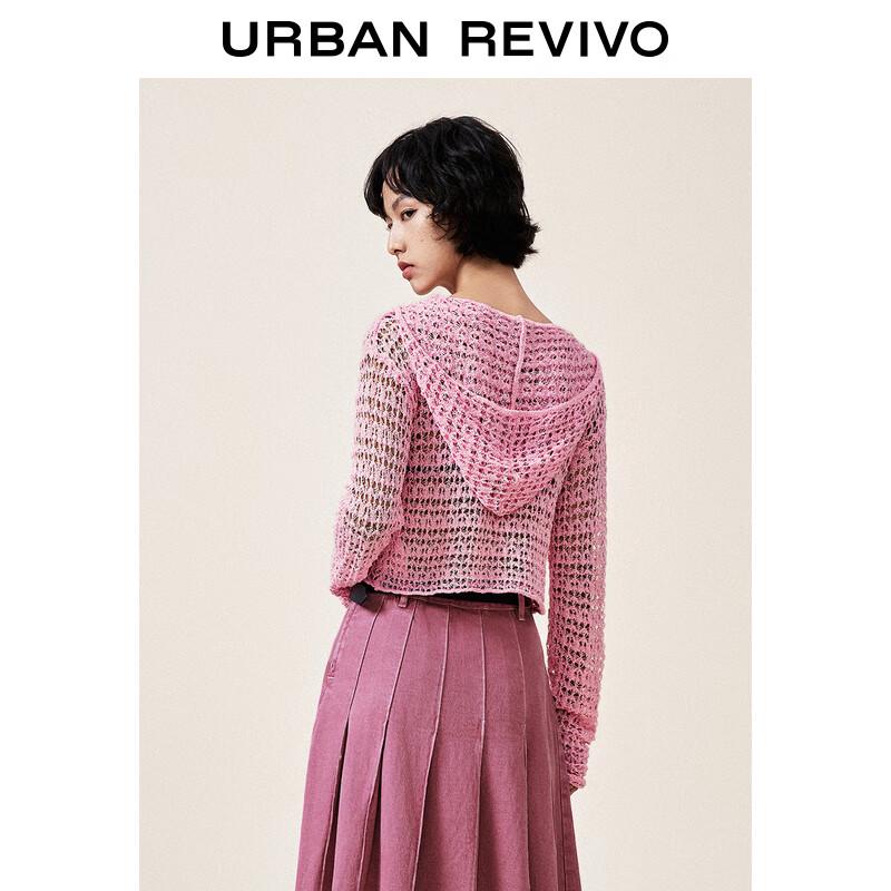 UR Women's Textured Hollow Hooded Knit Cardigan