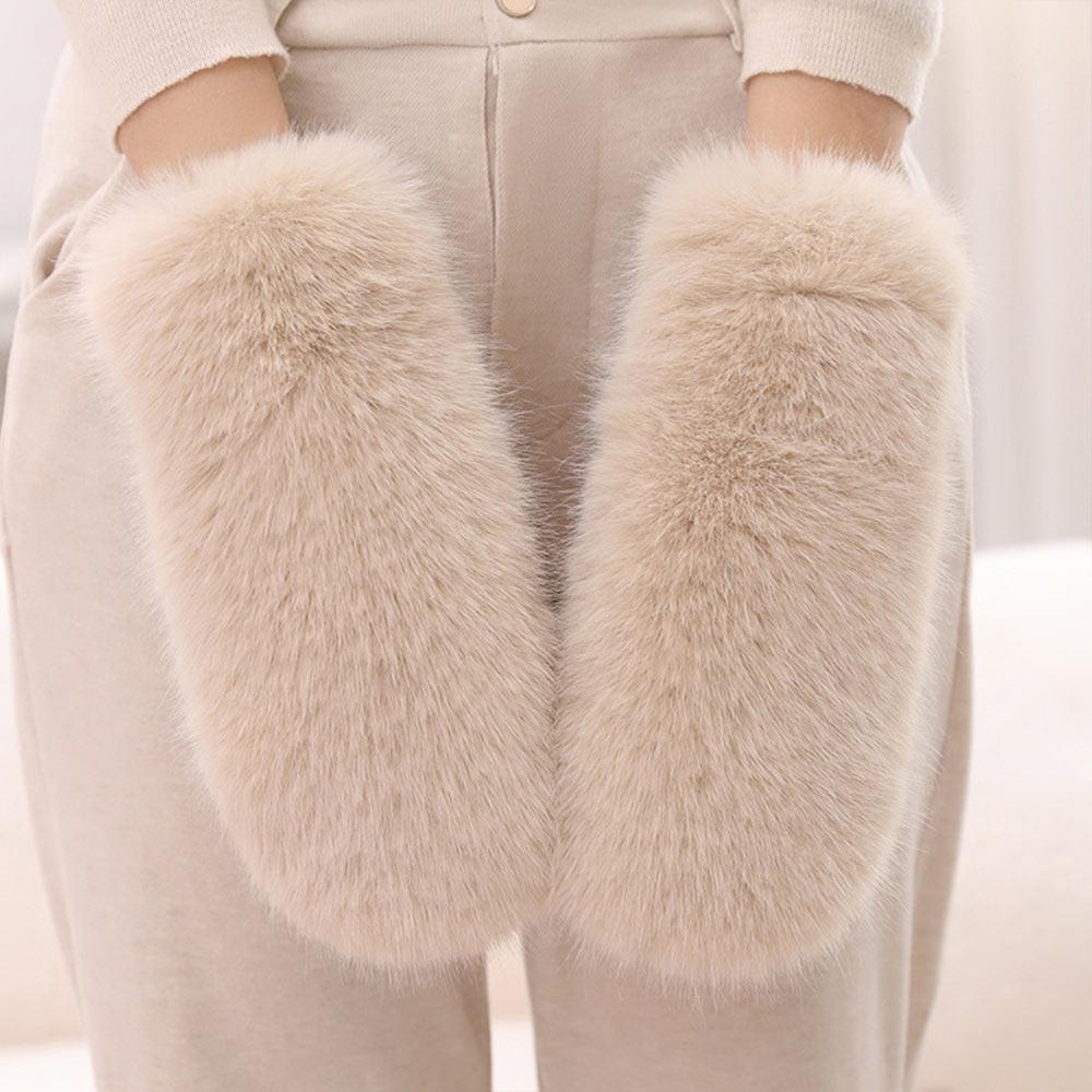 Keep Warm Plush Gloves Fleece Lining Faux Fur Mittens Cute Winter Gloves  Winter Season