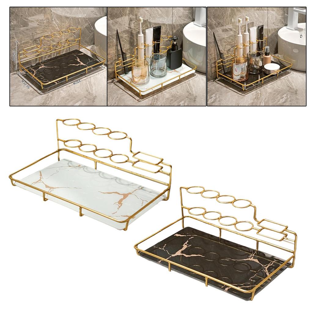 Toothpaste Organizer Bathroom Stand Vanity Countertop Tooth Brush Rack Tray Electric Toothbrush Holder for Comb Brushing Counter