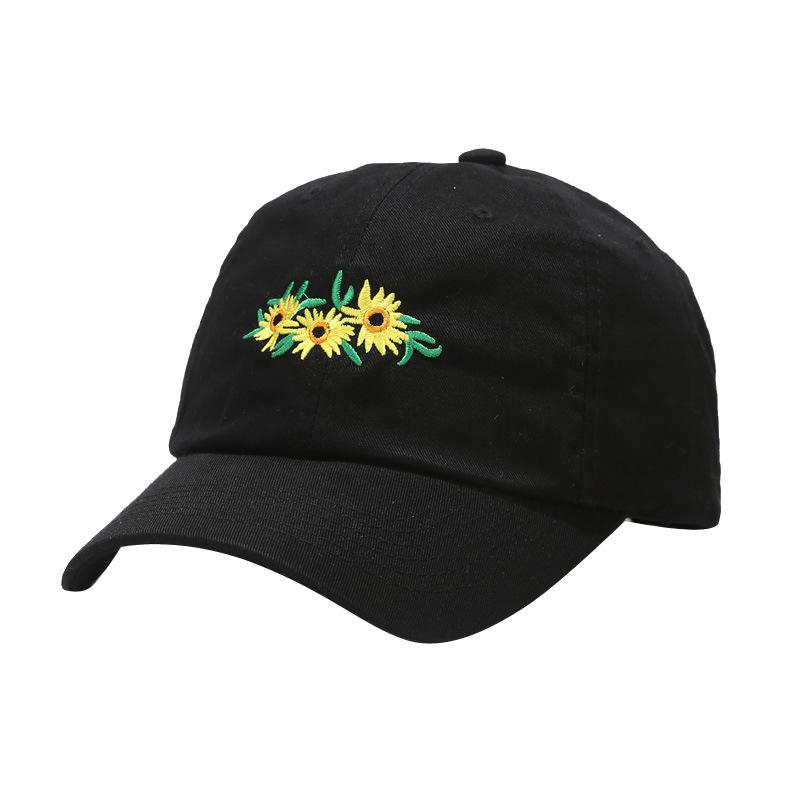 New hat female sweet flower embroidered cap go out to play versatile couple trend curved brim hat