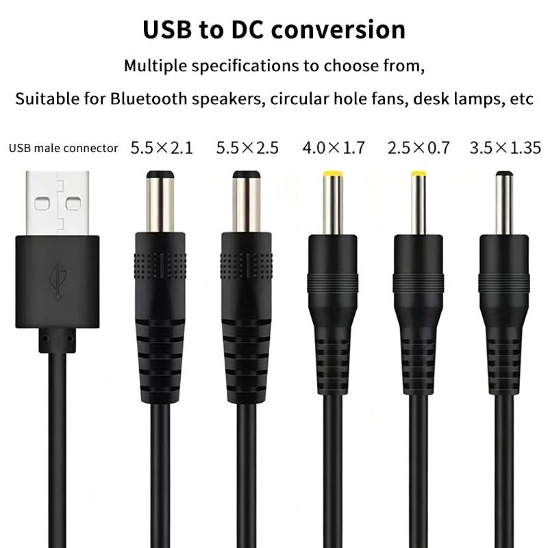 1 Pezzo Connettore Adattatore Spina AC Maschio USB a Jack DC 5.5X2.1mm 5.5X2.5mm Cavo di Alimentazione Convertitore Interfaccia Caricabatterie