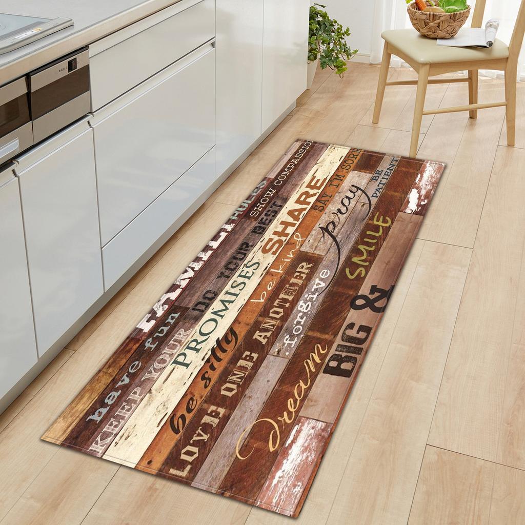 Wood Grain Household Door Mat Kitchen Absorbent Strip Bathroom Non-Slip Floor Mat Living Room Bedroom Carpet