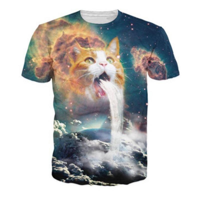 Cute 3d Printed Cat T Shirt For Men Summer Spring Short Sleeves Tops Street Oversized Tees Funny Animal Cats Graphic T-shirt
