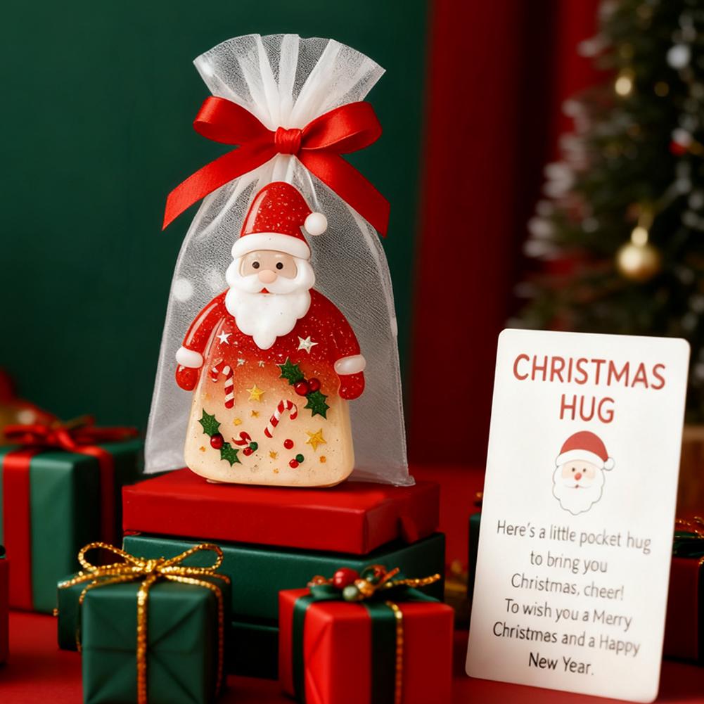 Christmas Santa Hugging Pocket Present Enhance Holiday Ambiance Show Blessing Love Through Card Good Gift For Family Friends