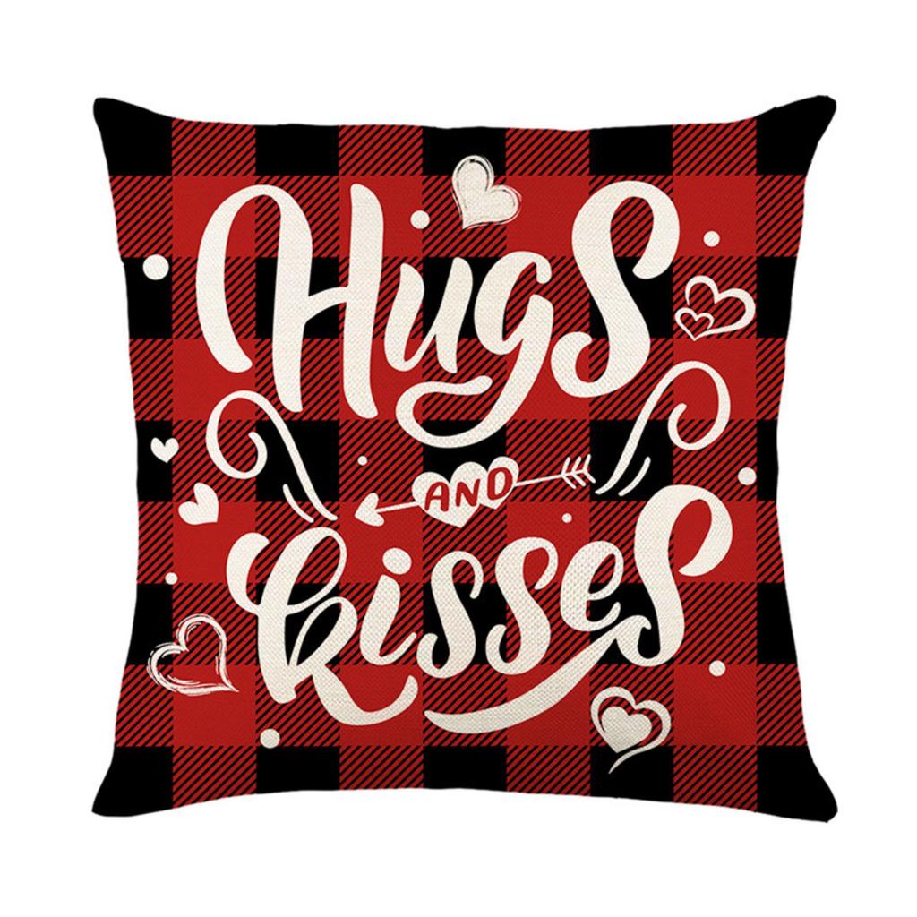 Pillowcase Valentine's Day Linen Print Sofa Decorative Cushion Cover