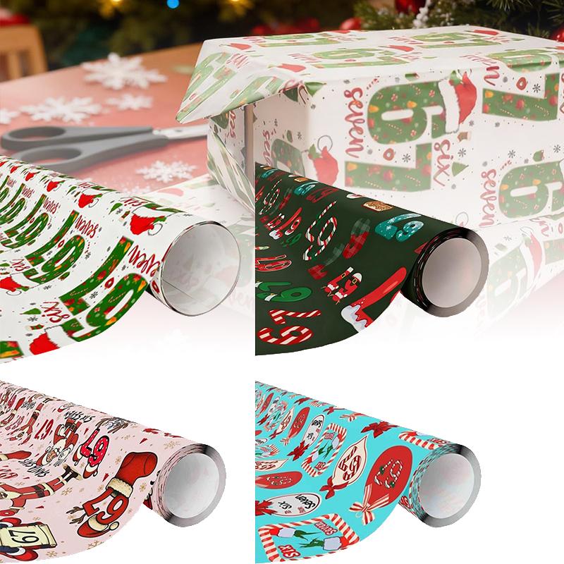 Christmas Wrapping Paper Funny Christmas Gift Wrap Kraft For Kids New Year Festive Present Packaging Decoration Paper