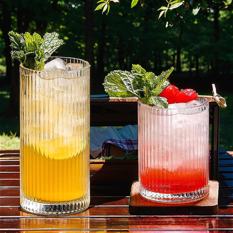 250ml/360ml Korean Style Glass Cups Cocktail Glass Drinking Glasses Mojito Cup Juice Beverage Cups Water Bottle New Year Gifts