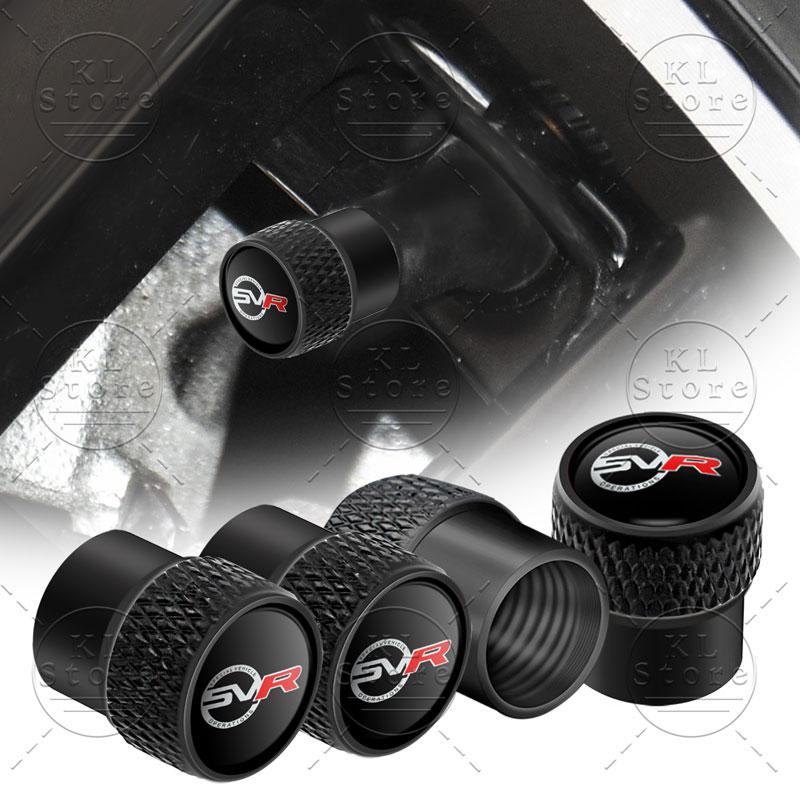 SV SVR Logo Car Tire Valve 4pcs Wheel Tire Valve Stem Dust Cap Cover For Discovery Freelander Land Rover Range Rover Evoque L322 XS1