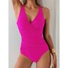 New Women's Fashion One-Piece Swimsuit with Solid Color Tummy Control and Adjustable Shoulder Straps