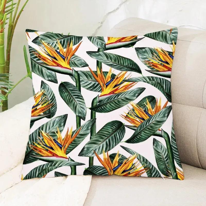 Bedroom Decorative Pillows Tropical Plant Leaves Printed Cushion Covers Home Living Room Sofa