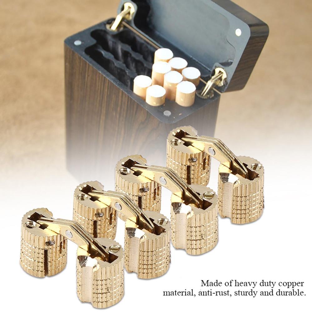 8PCS 8mm Cabinet Hinge 180 Degree Opening Angle Brass Barrel Hinge With Screws Invisible Furniture Hinge Furniture Making