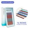 DIYDAY 16rows Colored Eyelashes 4 Colors in One Tray Multicolor False Mink Lashes Extension Neon Colored Fake Eyelash for Party
