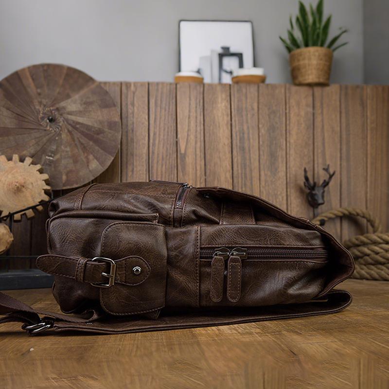 Handmade Cowhide Korean Backpack Men's Casual Trend School Bag College Style Personalized Leather Men's Bag