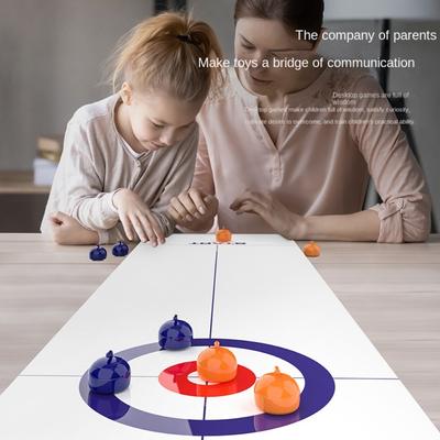 1 Set mit 8 Rollen Shuffleboard Curling Spiel Faltbares Tischplatten Curling Spiel   Kinder & Erwachsene