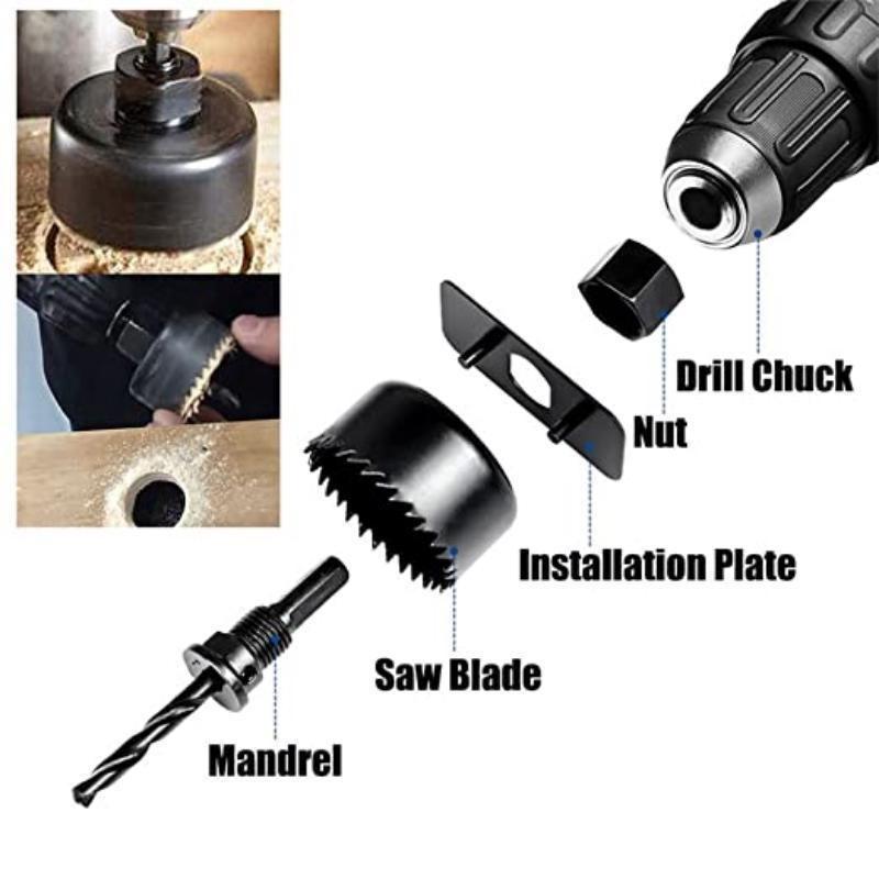 16 Pcs/set Woodworking Hole Opener Saw Carbon Steel Drilling Tool Hole Saw Cutting Kit Electric Drill Accessories Set