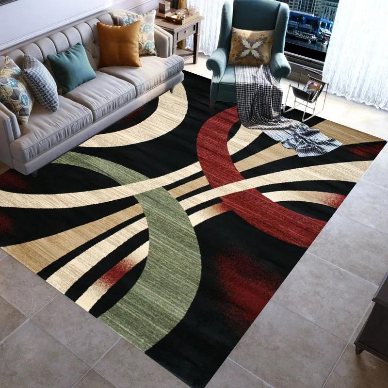 Fashionable Stylish Geometric Lines Washable Modern 3D Printing Carpet Mat Living Room Bedroom Toilets Rugs Area Rug
