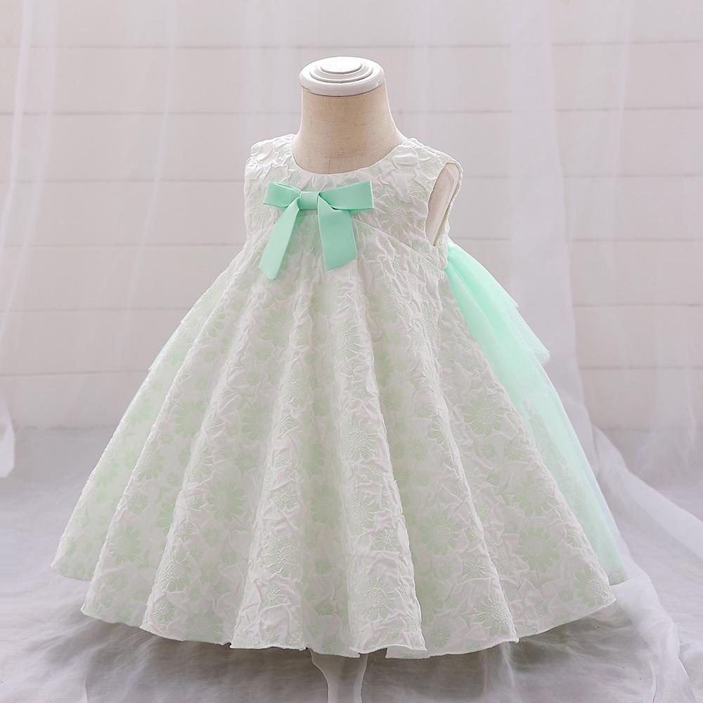 New Baby's First Birthday Dress: Infant Flower Bow Puffy Skirt Banquet Dress