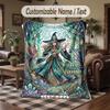 Magic Cats Nature Theme Throw Blanket Custom Name Text Personalized Blanket Soft Cozy Blanket for Home Sofa Bed