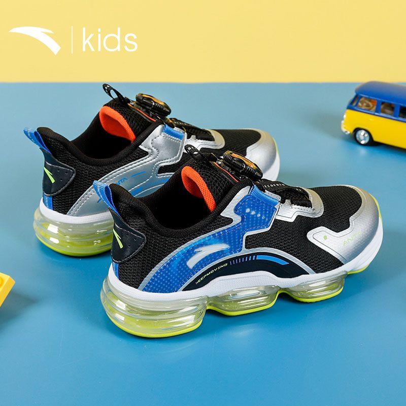 Anta Comfortable Casual Non-Slip Wear-Resistant Breathable Lightweight Low-Top Running Shoes Kids Sneakers Black Silver 312219901-2