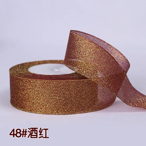 25Yards 40mm Glitter Ribbon Crafts Bow Handmade Gift Wrap Flower Hair Accessories Gift Baking Packaging Color DIY Decorative