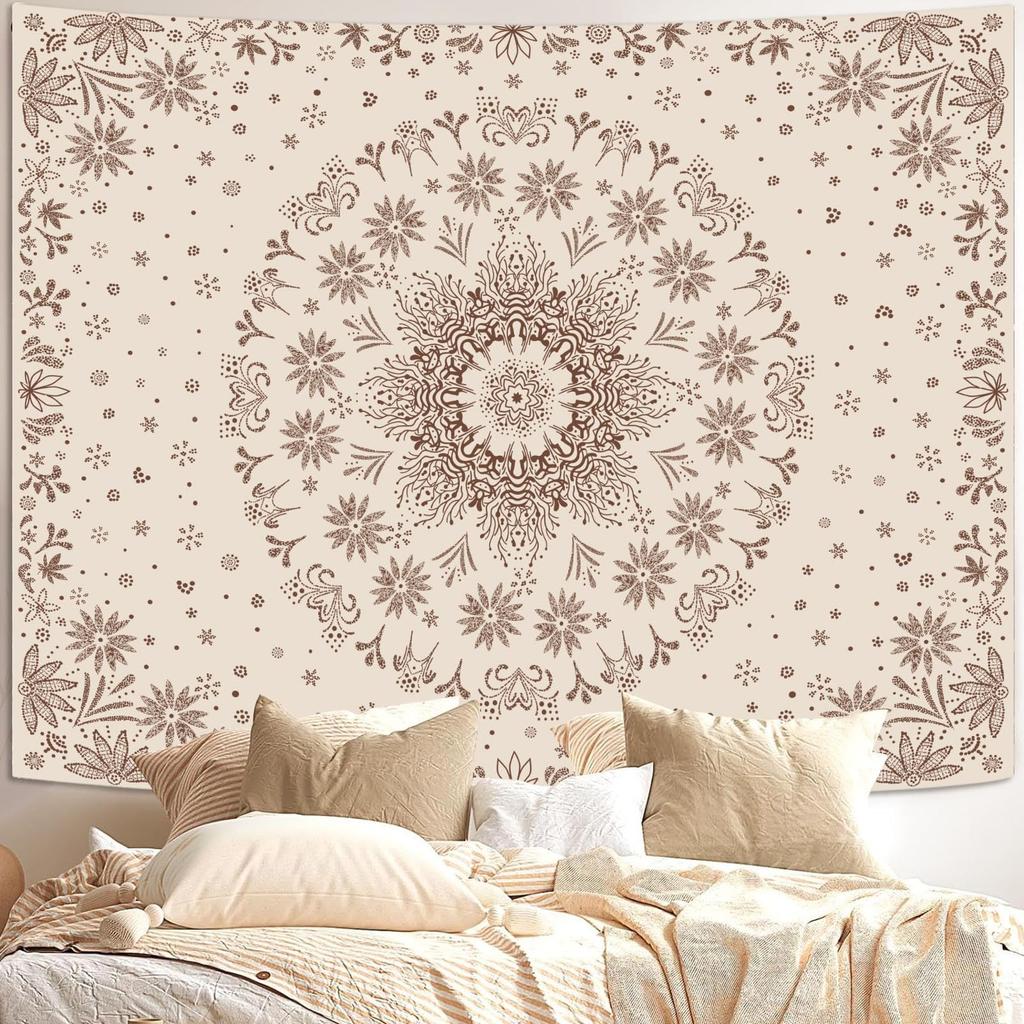 Orange Butterfly Moon Flower Tapestry Boho Floral Plant Tapestries For Bedroom Aesthetic Tapastry'S Wall Hanging Mandala