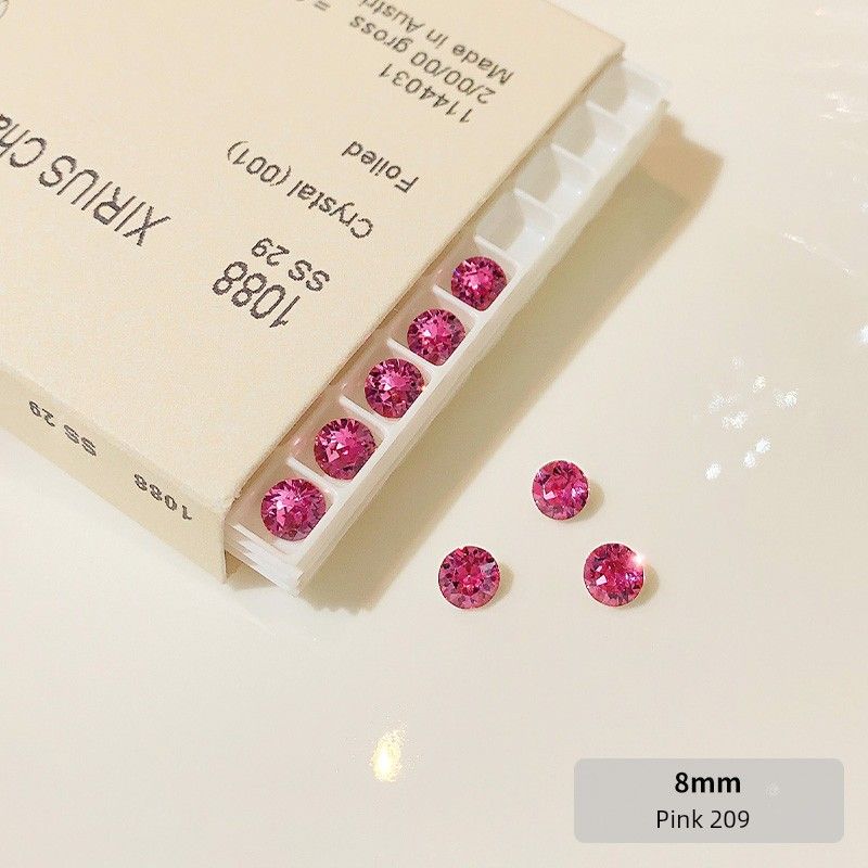 

8mm Medical Titanium Alloy Chinese Stud Earrings Flash Beautiful Diamond Ear Bone Stud Ear Piercing Ear Stud Sleep Free Pick-up [43] Pink S38