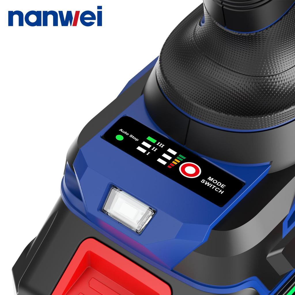 1000N NANWEI Electric Impact Wrench, size 1/2, adjustable torque 500N/800N/1000N, max. speed 2300 rpm