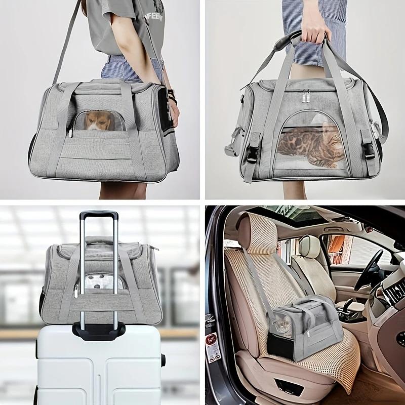 Tragbare Katzentaschen Weiche Haustier-Transporttaschen Vierseitig Atmungsaktive Tragetaschen mit Fellpolster Katzentragetasche Reisetasche Transporttasche