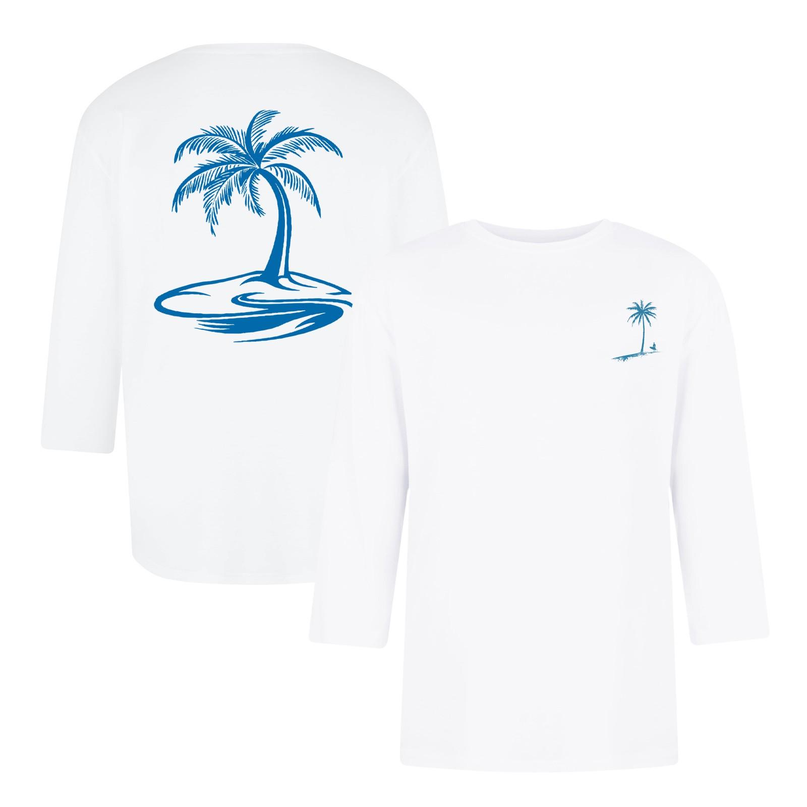 

Мужская повседневная и модная футболка с принтованным воротником и рукавами три четверти M белый