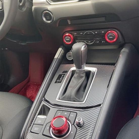 For Mazda CX-5 CX5 2017- Red Aluminum Middle Console Ac Knob Ring Cover Trim