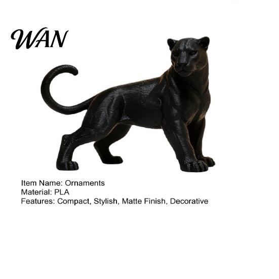 Small Panther Sculpture 3D Printed Black Ornament Mini Matte Desktop Decoration Jungle Animal Figurine Figure for Kids, Toy Gift Boys and Girls Modern