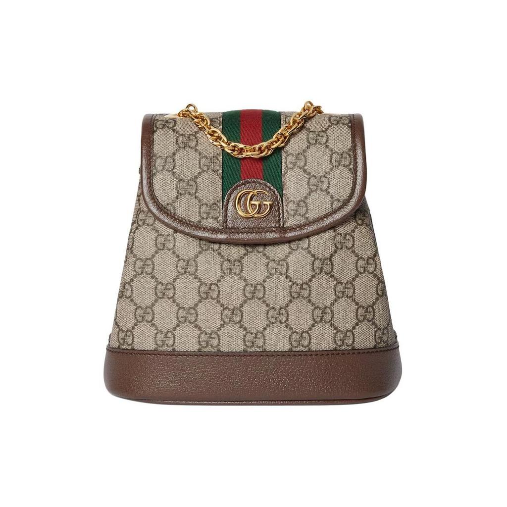 Gucci Ophidia Double G Logo Adjustable Shoulder Strap GG Supreme Canvas Mini Backpack Women Backpack Ebony Beige 795221-96IWG-8745