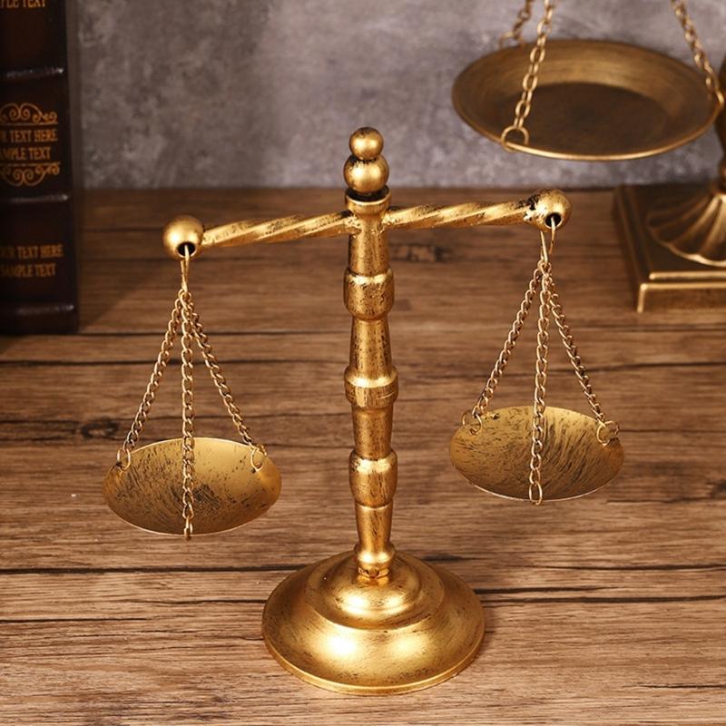 Libra Jewelry Tower Retro Balance Scale Sculpture Justice Scale for Law Students Attorneys Judges Lawyer Office Decors