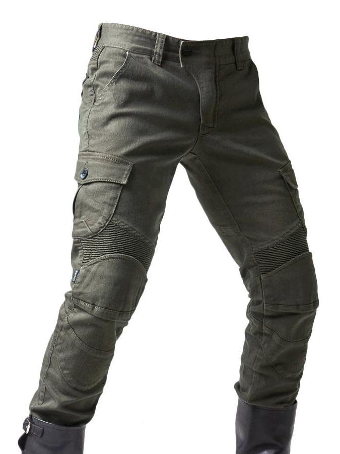 Men's Four Seasons Stretch Denim Motorcycle Racing Pants, Military Green