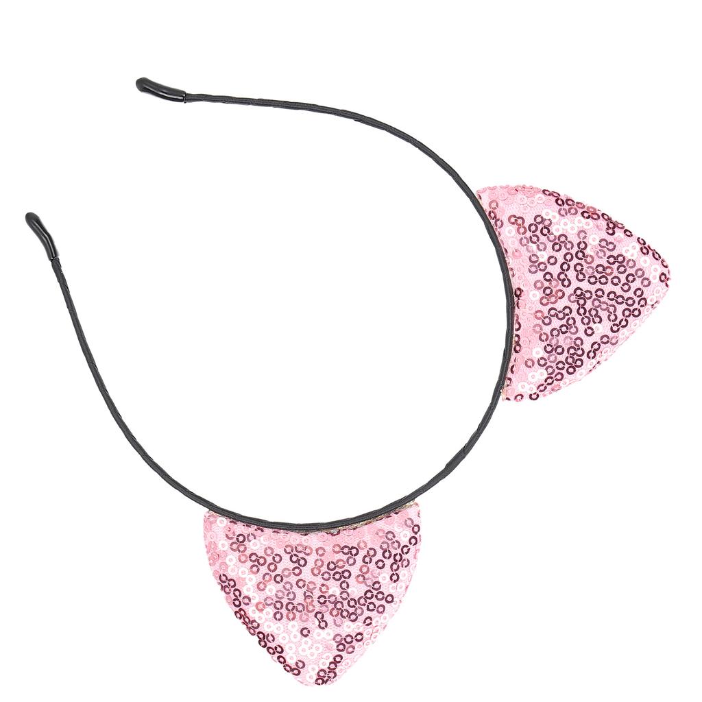Reversible Sequin Cat Ears Headband Shiny Cat Ear Hair Hoops Women S Kitty Hair AccessoriesPink