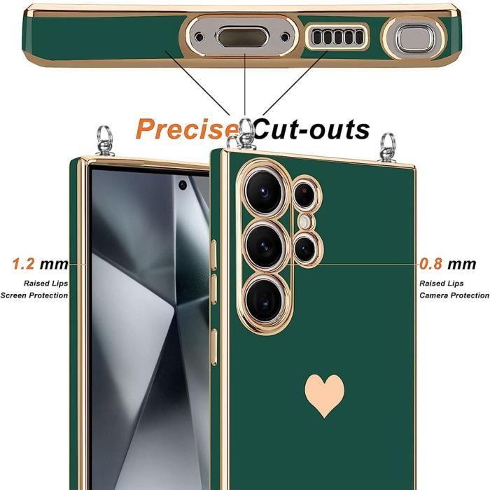 Coque - BOOLING - pour Samsung Galaxy S23 Ultra - Silicone - Anti-Rayures - Cordon Vert Nuit