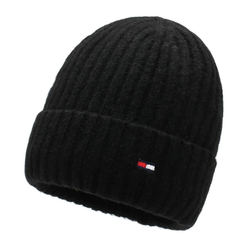 

Winter Knitted Hat Men s Thick Warm Wool Hat Outdoor Riding Cold-Proof Ear Hat чёрный