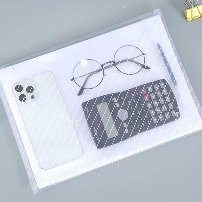 10PCS File Bag A4 Letter Waterproof Document Bag Transparent Colorful Diagonal Stripes Stationery File Bag for Office School ZYF