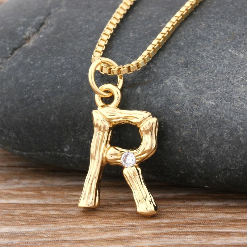 Nidin Hot Sale Women Cute Initial Letter Pendant 26 Letters Charm Necklaces Copper Zircon Family Name Jewelry Personal Gifts